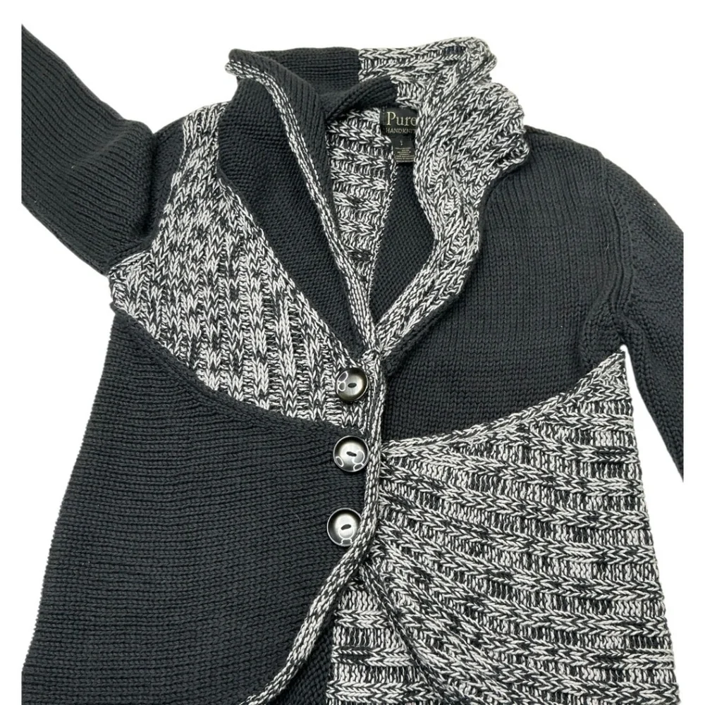 Pure Handknit Chunky Knit Crochet Cardigan Sweater